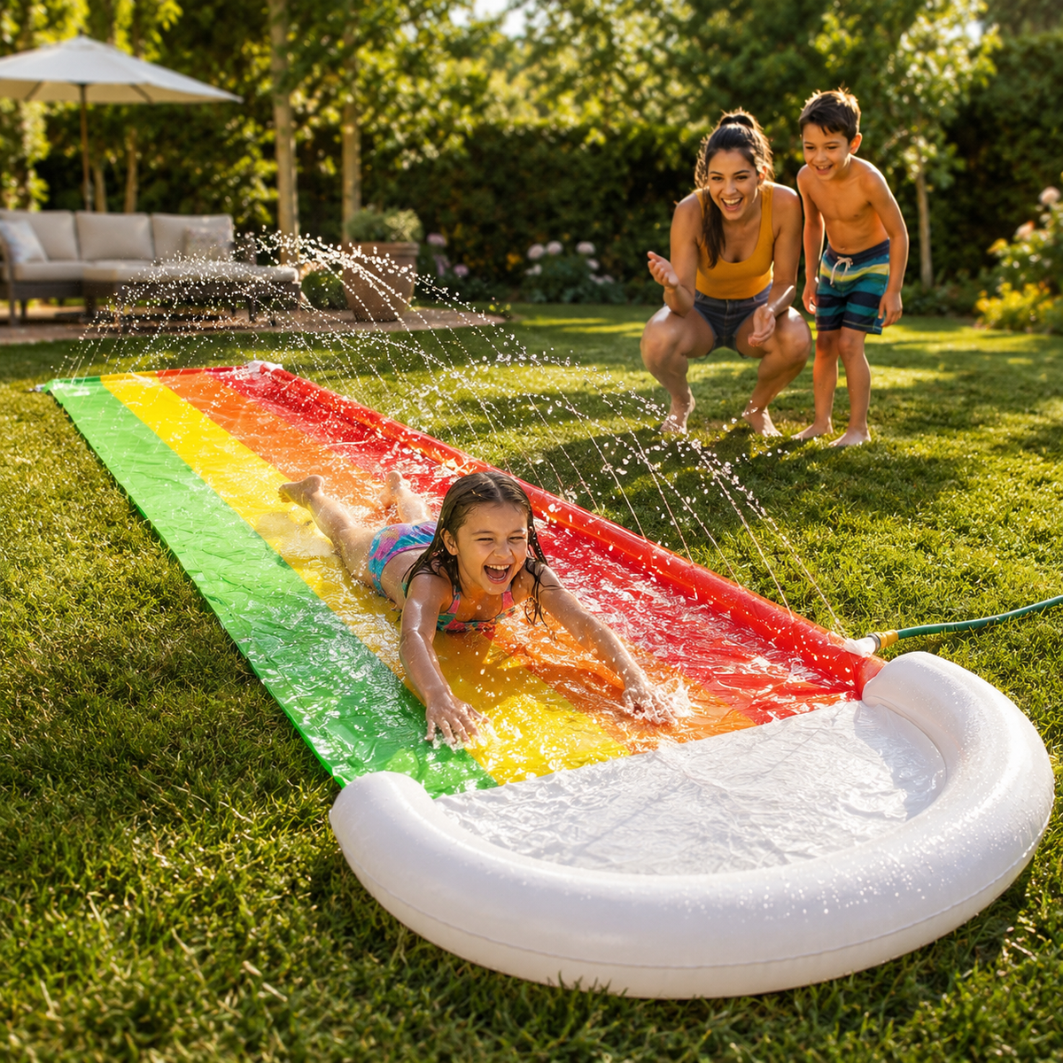 Inflatable Water Slide Wide Racing Easy Setup