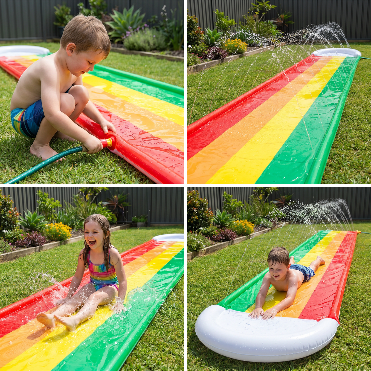 Inflatable Water Slide Wide Racing Easy Setup