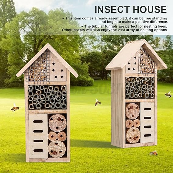 Insect Shelter Solid Wood Varied Openings