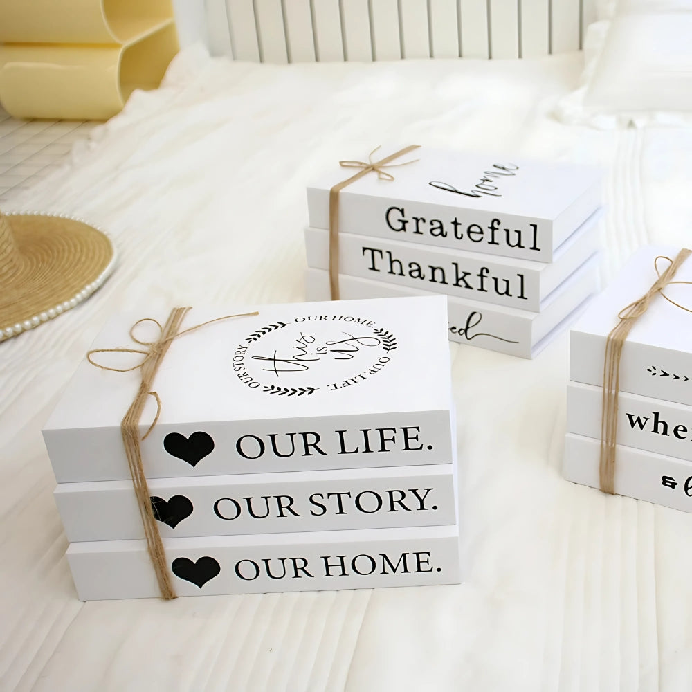 Inspirational Crisp White Decorative Book Stack