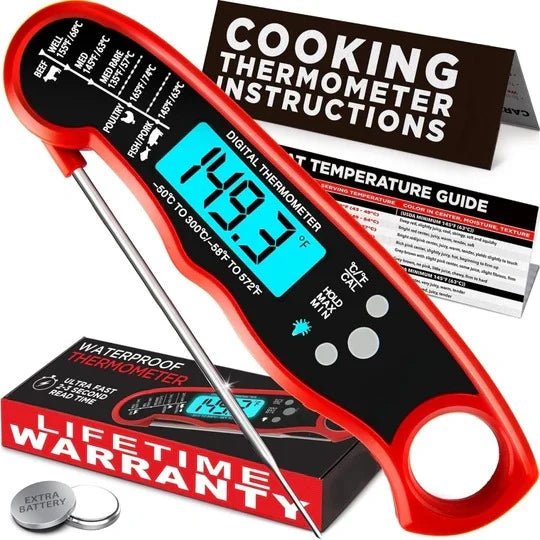 Instant Read Thermometer Digital Backlit Water-Resistant