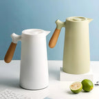 Insulated Carafe Double-Walled Vacuum Wooden Handle & Push-Button Pour