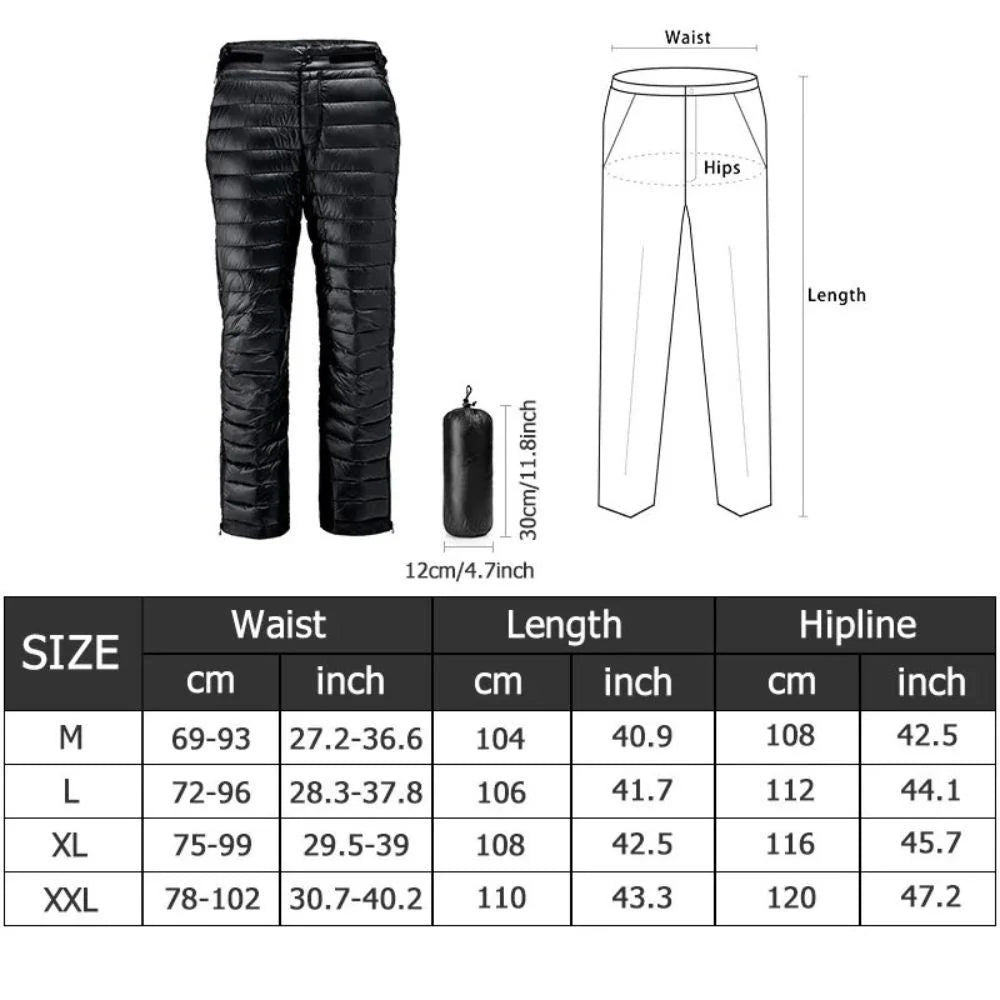 Insulated Down Pants 700 Fill Power Goose Down Water-Resistant