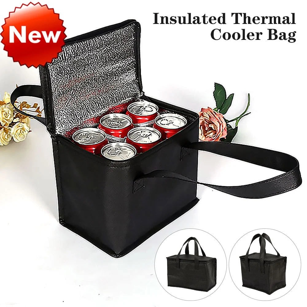 Insulated Lunch Bag Non-Woven With Zipper & Handles