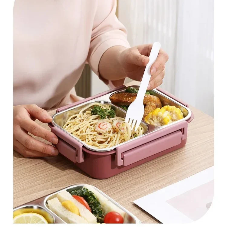 Insulated Lunchbox Stainless Steel Multiple Compartments & Leak-Proof