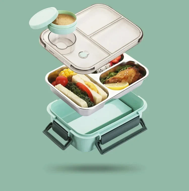 Insulated Lunchbox Stainless Steel Multiple Compartments & Leak-Proof