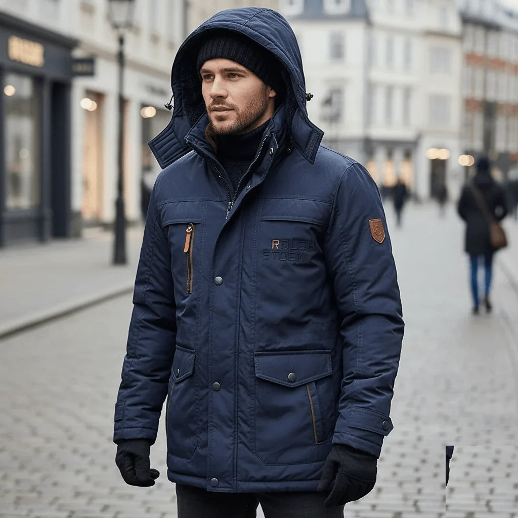 Insulated Parka Mid-Length Windproof Fleece Lined Removable Fur Trim