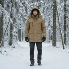 Insulated Parka Mid-Length Windproof Fleece Lined Removable Fur Trim