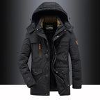 Insulated Parka Mid-Length Windproof Fleece Lined Removable Fur Trim