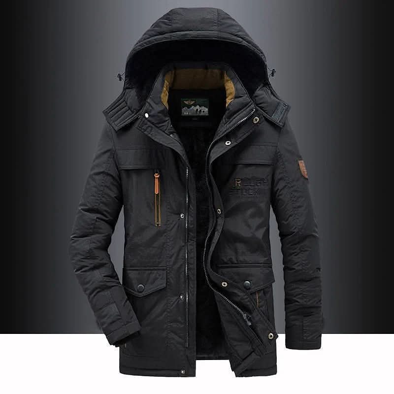 Insulated Parka Mid-Length Windproof Fleece Lined Removable Fur Trim