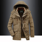 Insulated Parka Mid-Length Windproof Fleece Lined Removable Fur Trim