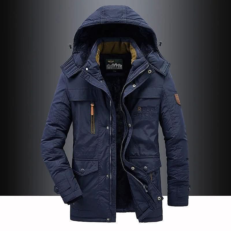 Insulated Parka Mid-Length Windproof Fleece Lined Removable Fur Trim