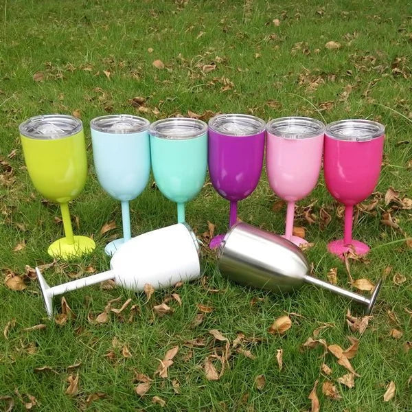 Insulated Wine Cup Double-Wall Stainless Steel Leak-Resistant Lid