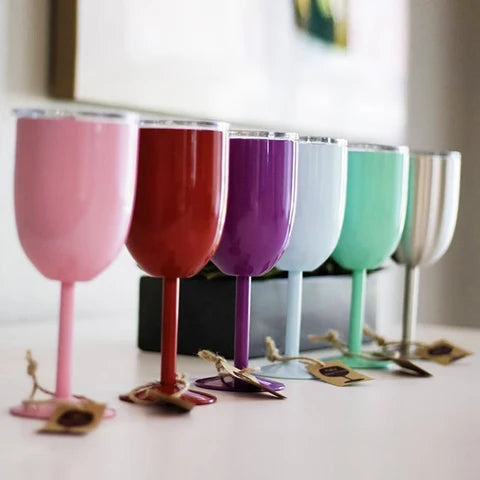 Insulated Wine Cup Double-Wall Stainless Steel Leak-Resistant Lid