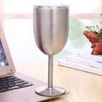 Insulated Wine Cup Double-Wall Stainless Steel Leak-Resistant Lid