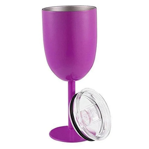 Insulated Wine Cup Double-Wall Stainless Steel Leak-Resistant Lid
