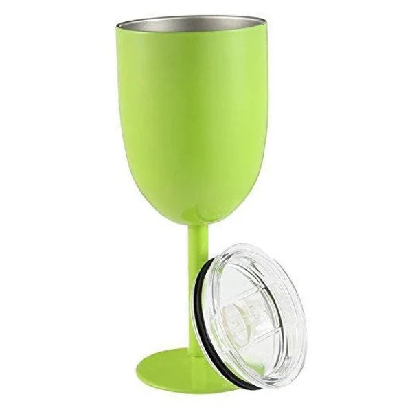 Insulated Wine Cup Double-Wall Stainless Steel Leak-Resistant Lid