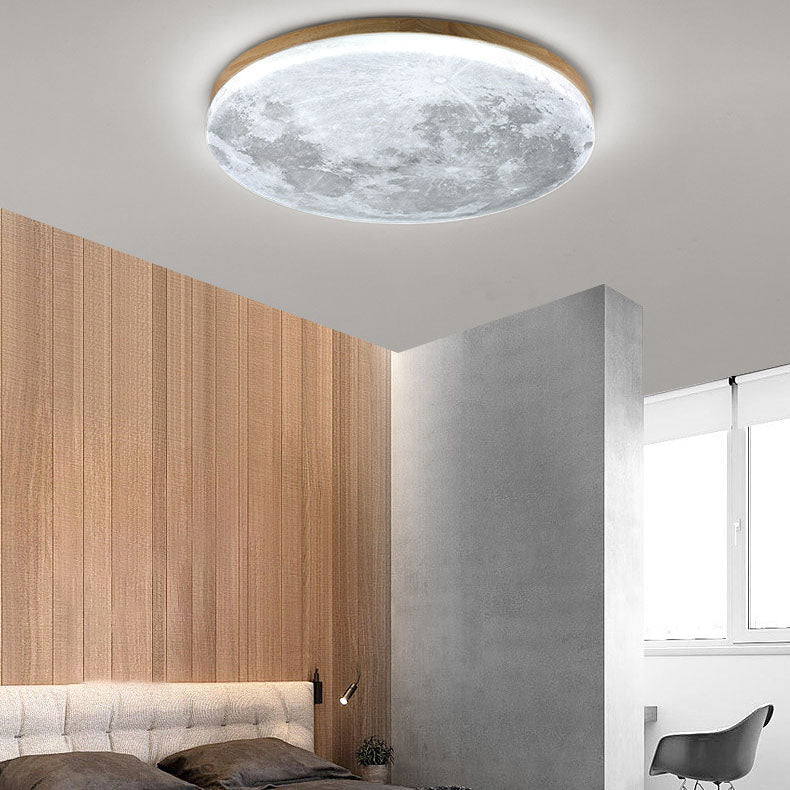 Integrated LED Flush Mount Ceiling Light (Wood Finish)