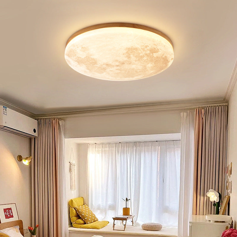 Integrated LED Flush Mount Ceiling Light (Wood Finish)