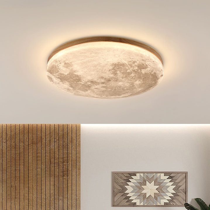 Integrated LED Flush Mount Ceiling Light (Wood Finish)