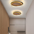 Integrated LED Hardwired Walnut Grain Flush Mount Ceiling Light