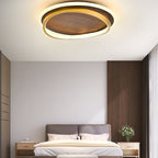 Integrated LED Hardwired Walnut Grain Flush Mount Ceiling Light