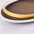 Integrated LED Hardwired Walnut Grain Flush Mount Ceiling Light