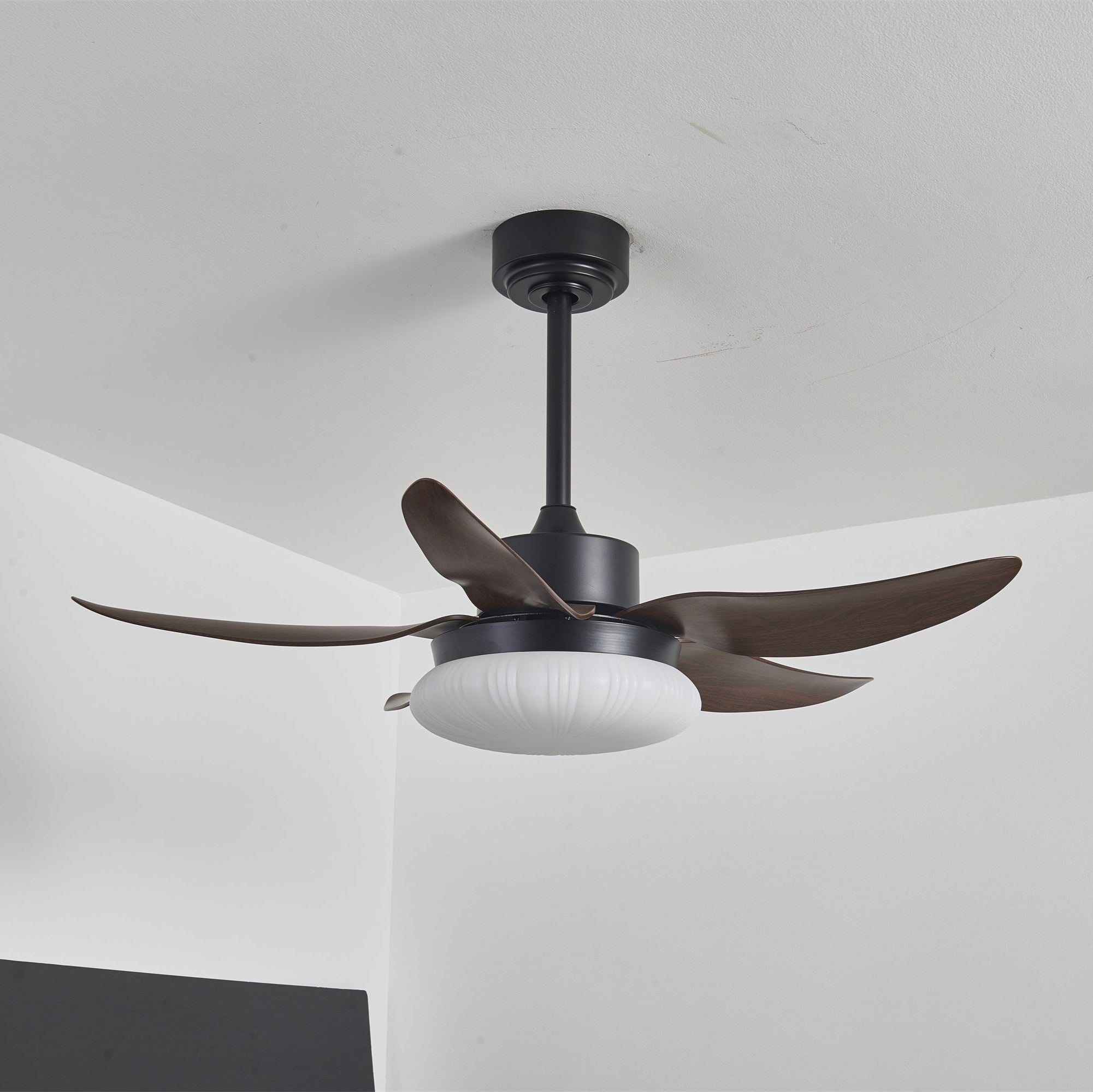 Integrated LED Remote-Control Ceiling Fan (Walnut Wood-Look)
