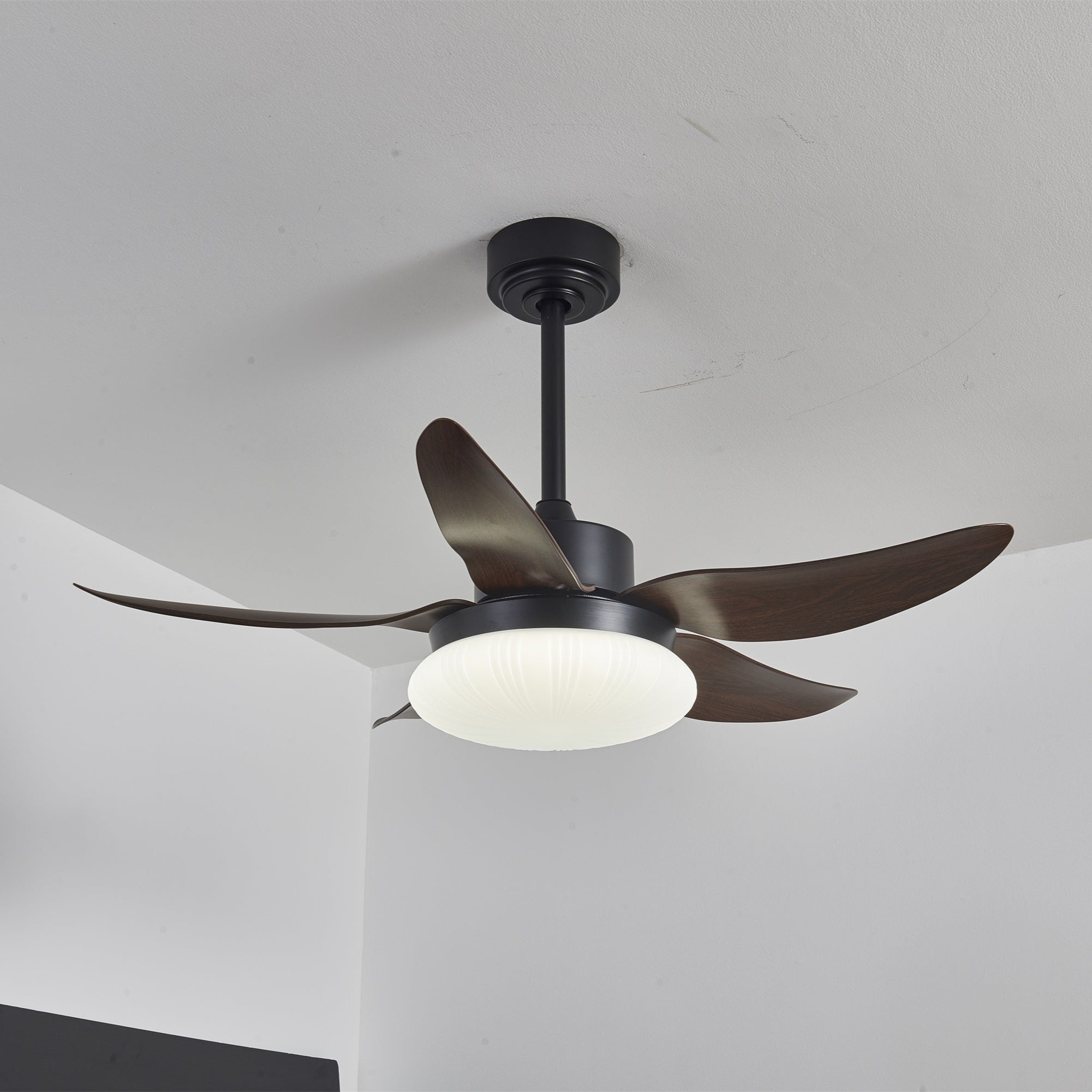 Integrated LED Remote-Control Ceiling Fan (Walnut Wood-Look)