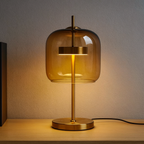 Integrated LED Smoke Grey Stained Glass Table Lamp