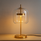Integrated LED Smoke Grey Stained Glass Table Lamp