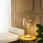 Integrated LED Smoke Grey Stained Glass Table Lamp