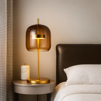Integrated LED Smoke Grey Stained Glass Table Lamp
