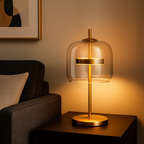 Integrated LED Smoke Grey Stained Glass Table Lamp