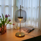 Integrated LED Smoke Grey Stained Glass Table Lamp
