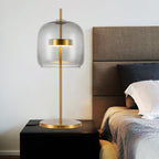 Integrated LED Smoke Grey Stained Glass Table Lamp
