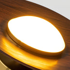 Integrated LED Walnut Wood & Gold Flush Mount Ceiling Light
