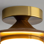 Integrated LED Walnut Wood & Gold Flush Mount Ceiling Light