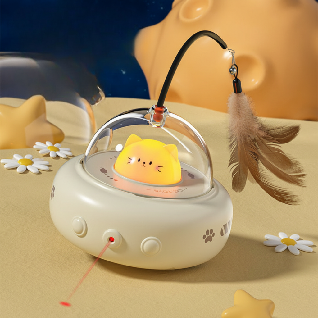 Interactive Cat Toy Automatic Laser & Feather Teaser