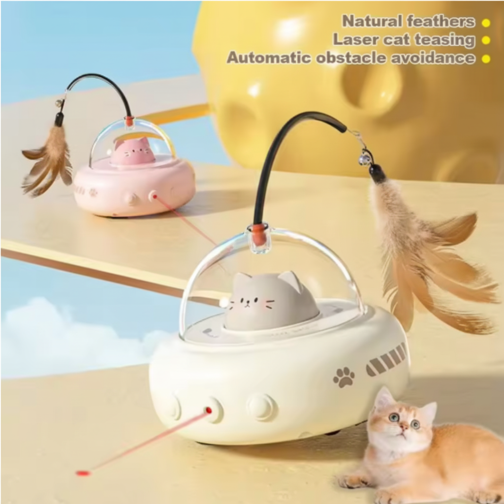 Interactive Cat Toy Automatic Laser & Feather Teaser