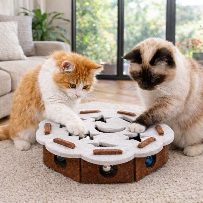 Interactive Cat Toy Felt Tunnels & Quiet Rolling Ball
