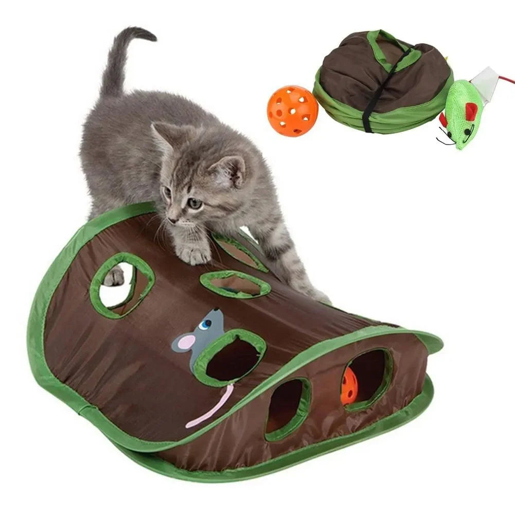 Interactive Cat Toy Nine-Hole Canvas Foldable Machine-Washable