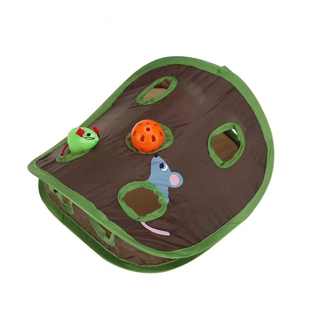 Interactive Cat Toy Nine-Hole Canvas Foldable Machine-Washable