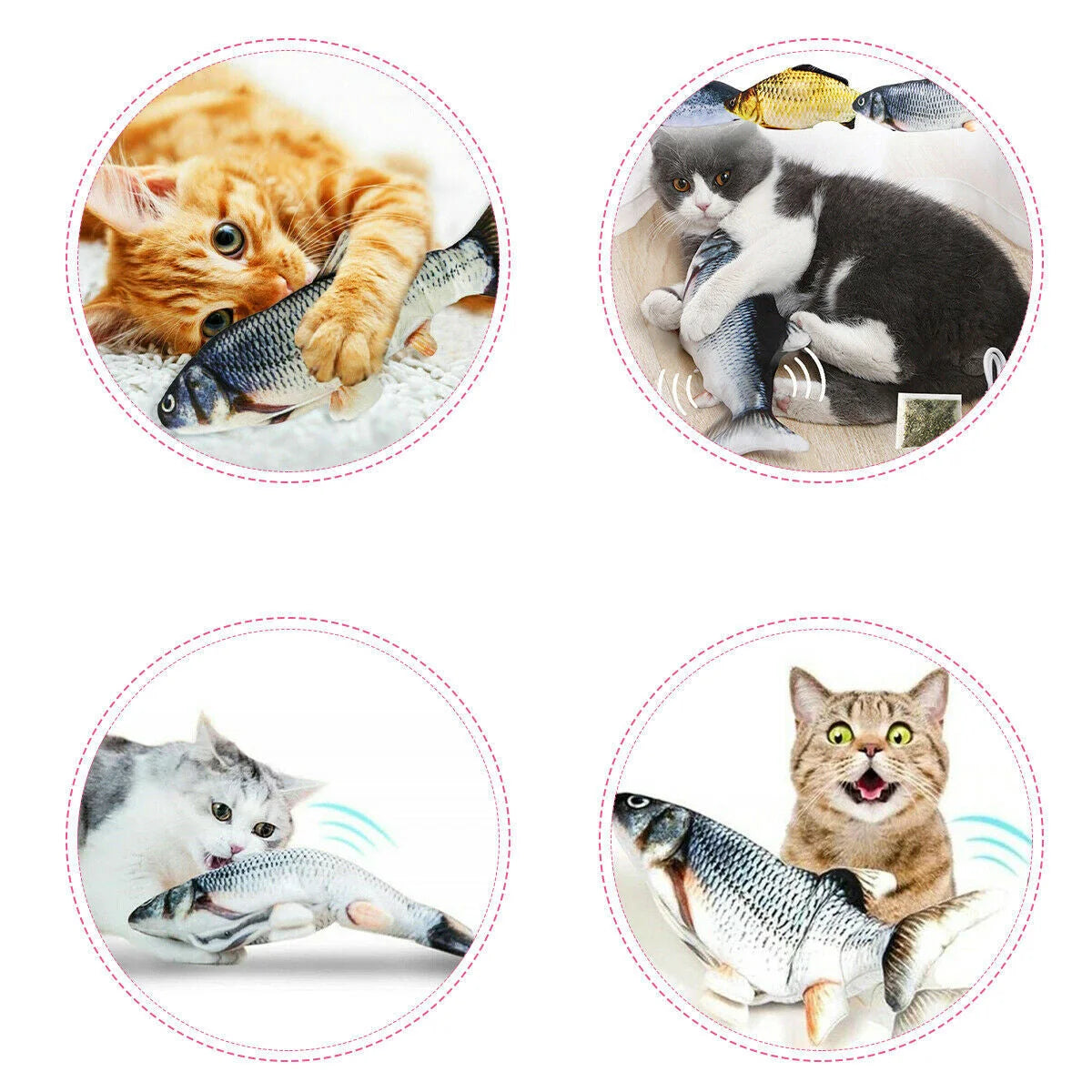 Interactive Cat Toy Wagging Fish Catnip Infused USB Rechargeable