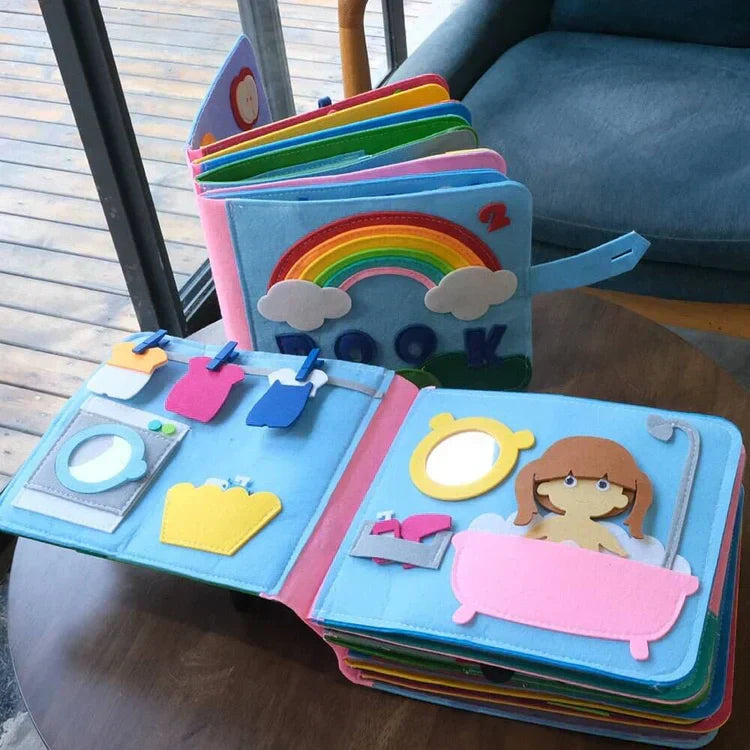 Interactive Felt Book Montessori-Inspired 16 Pages Removable Pieces