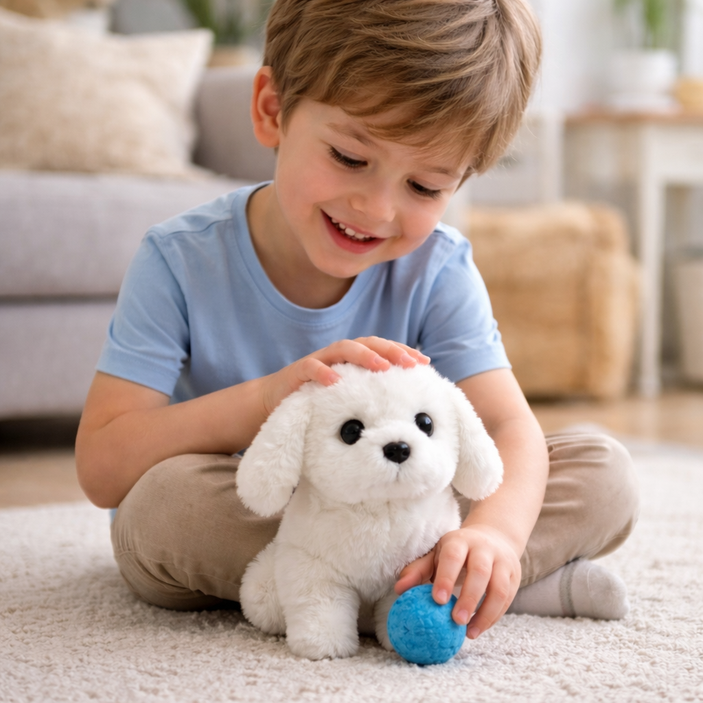 Interactive Plush Puppy Toy Walking & Barking Quiet Operation