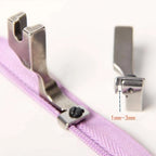 Invisible Zipper Foot Screw-Adjusted Width Grooved Guides