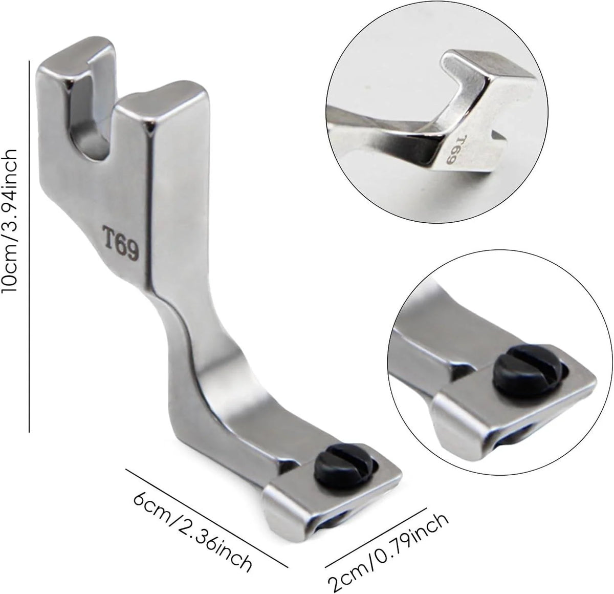 Invisible Zipper Foot Screw-Adjusted Width Grooved Guides