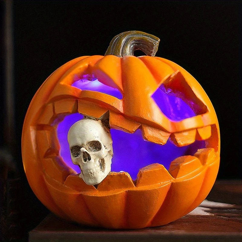 Jack O'Lantern Ornament Realistic Carved Resin Skull Insert