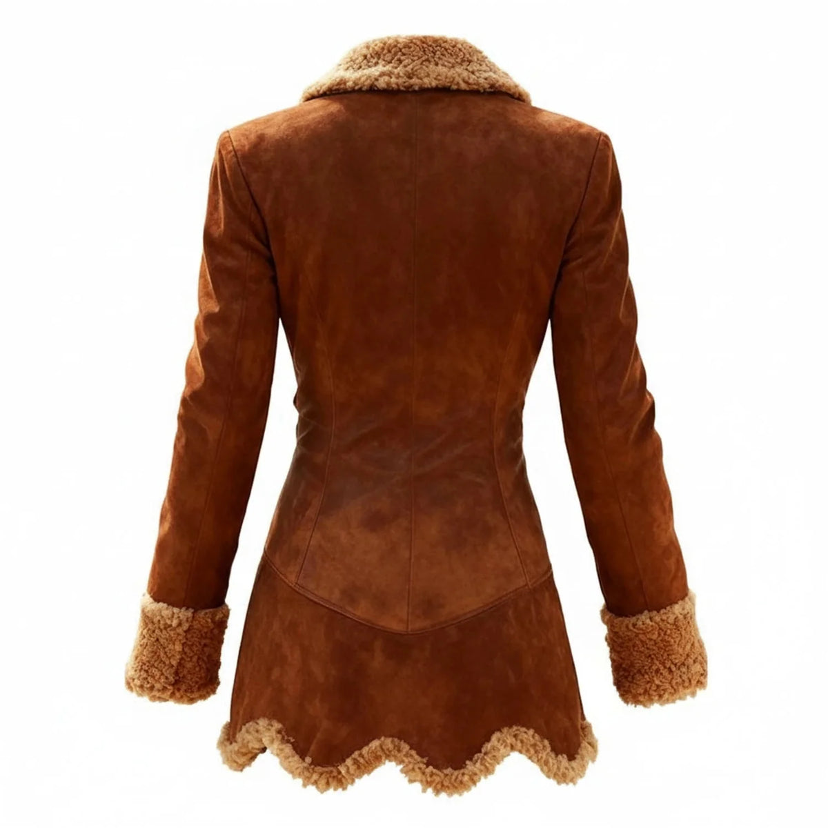 Jacket Faux Suede With Shearling Trim Asymmetrical Closure